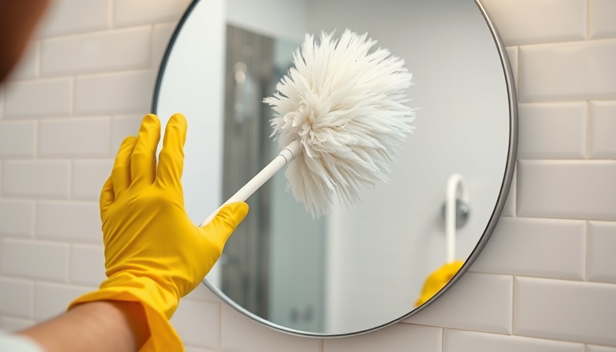 Cleaning a mirror in a modern bathroom for emotional health.