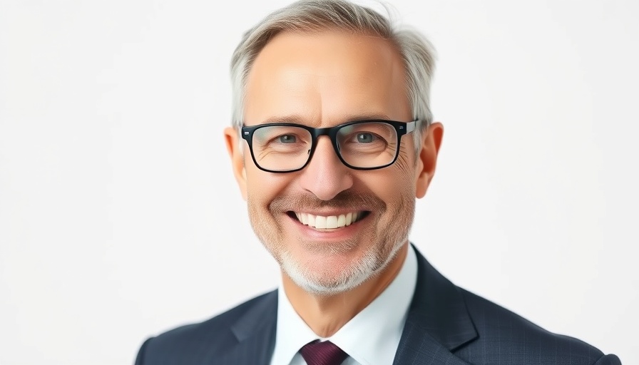 Portrait of a smiling middle-aged man in a suit, representing AI in Shared Decision Making.