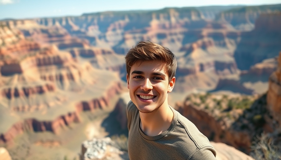 Young man at Grand Canyon, favorite places to visit in the USA.