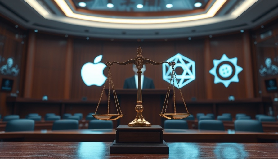 Conceptual image of antitrust lawsuit involving tech giants.
