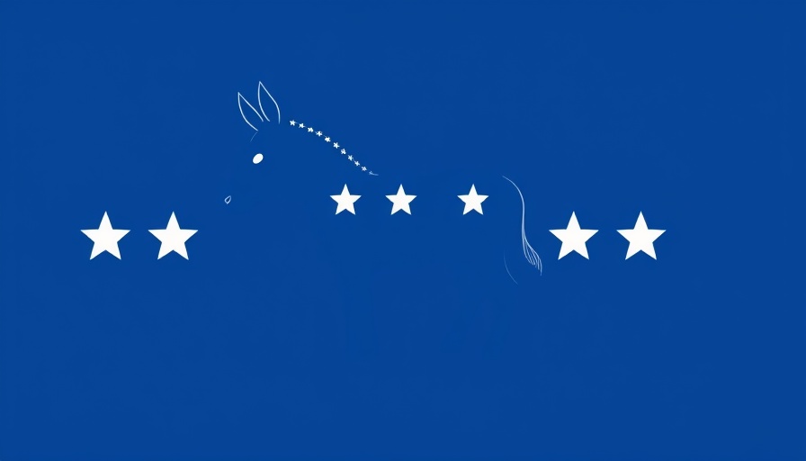 Monochromatic blue Democratic party logo with donkey symbol.