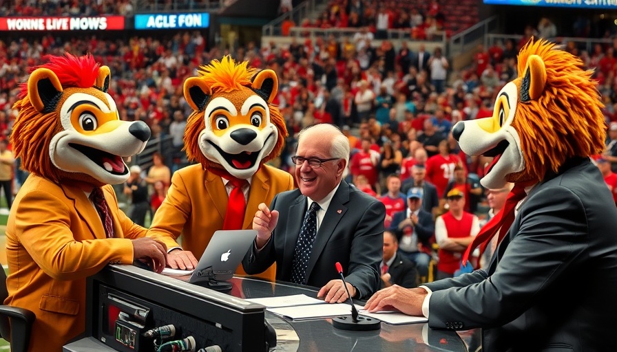 Lee Corso farewell during a vibrant college football broadcast.