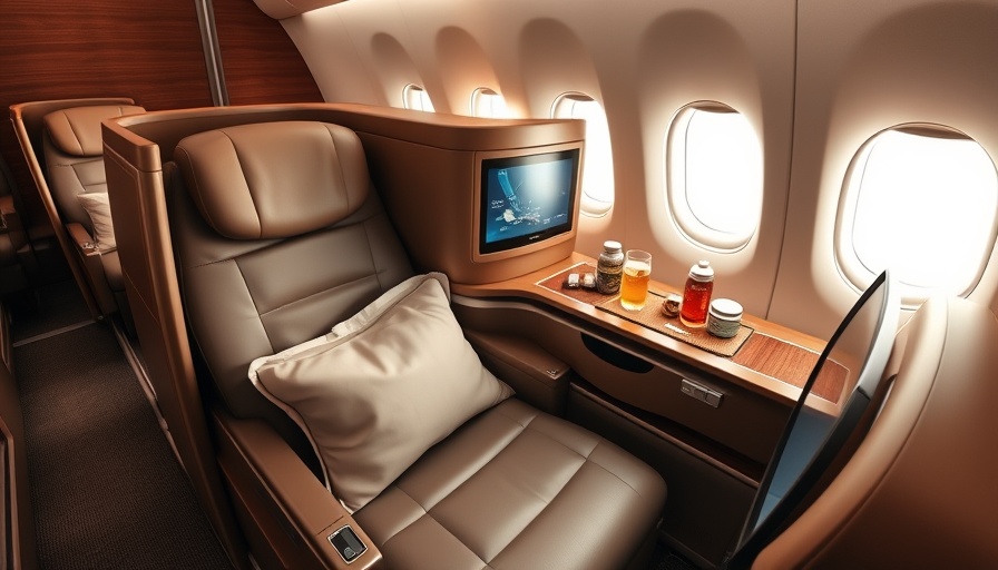 Luxurious Emirates first-class seat highlighting young children restrictions.