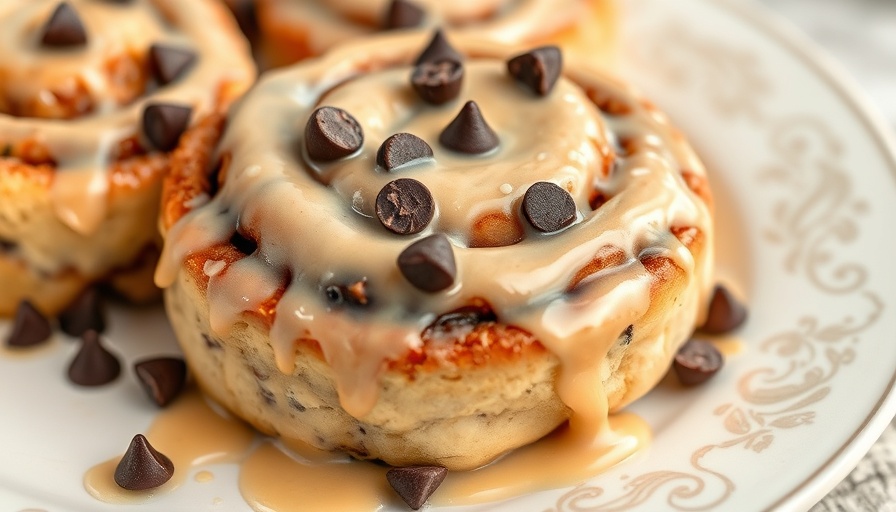 Delicious peanut butter chocolate chip cinnamon rolls with glaze.