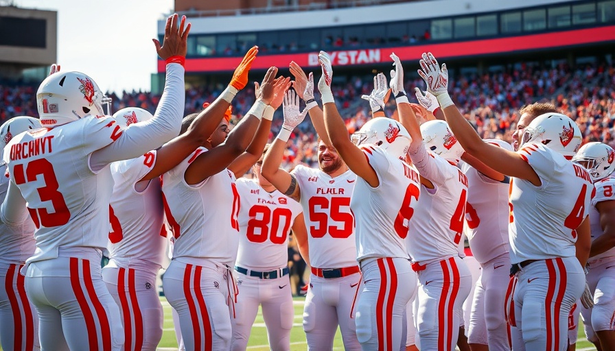 Baker Mayfield comeback victory celebration in outdoor stadium