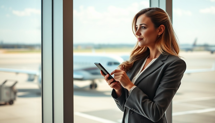 Businesswoman at airport considering the best business credit card.
