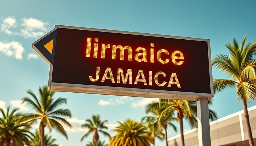 Tampa International Airport sign pointing to Jamaica, Nonstop Flights to Jamaica from Tampa.