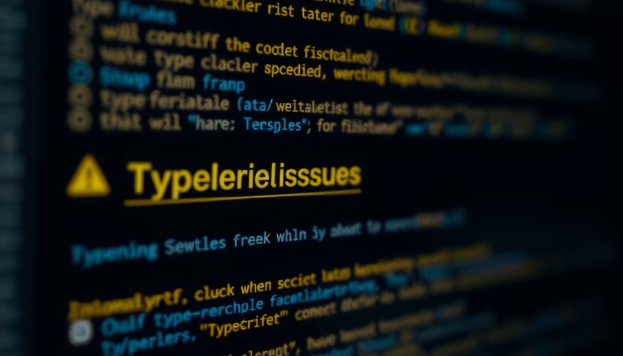 TypeScript compilation issues highlighted in stylish code graphic.