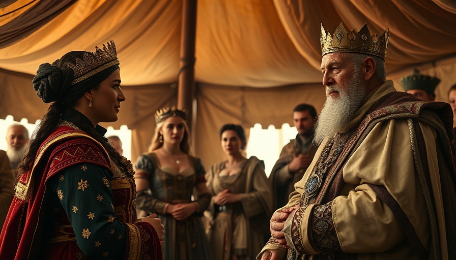 Classic scene with queen and king in a tent, 'Just Ask Google' text overlay.