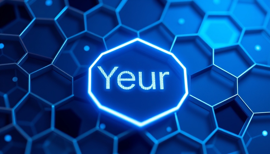 Futuristic hexagonal design with science theme text.