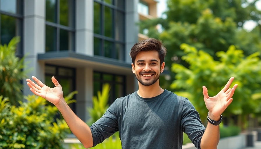 Young man promoting Growth Studio related to creator economy.