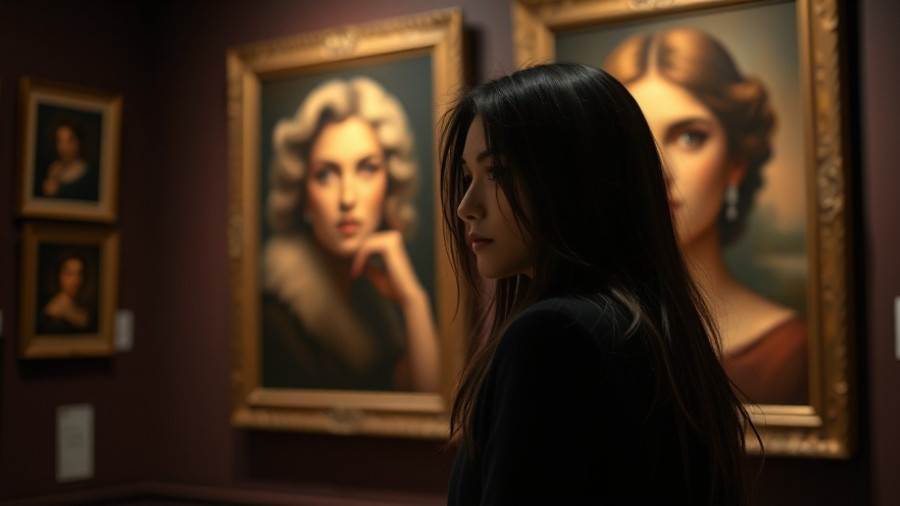 Creative gallery scene using Google Lens for artistic selfies.