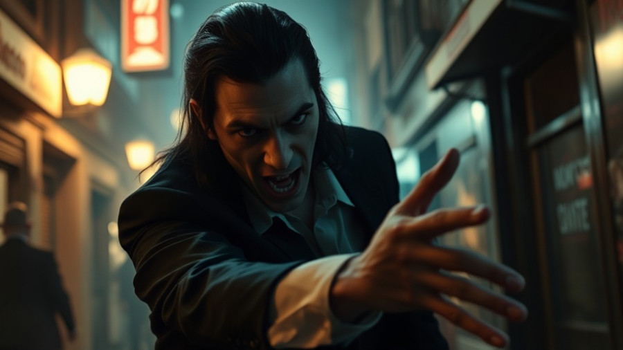 Vampire from Vampire: The Masquerade - Bloodlines 2 looking intense.