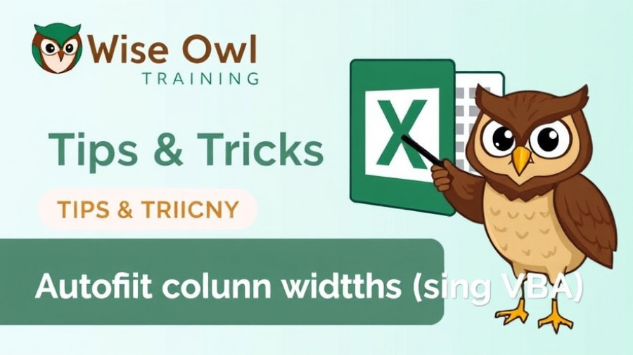 Educational graphic: Autofit column widths with VBA in Excel.