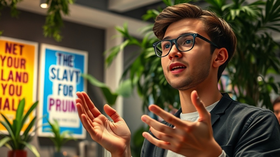 Young man speaking about confidence indoors, bright room, believe in yourself again.