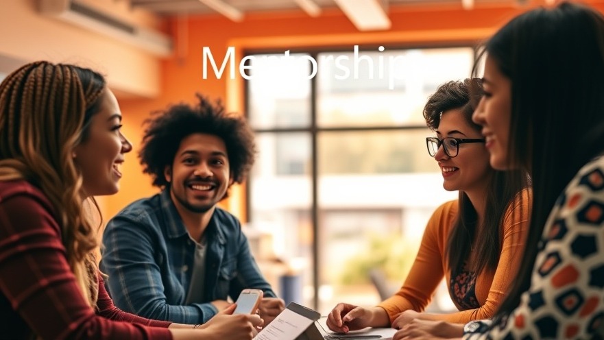 Diverse young entrepreneurs brainstorming in a vibrant co-working space, embodying mentorship.