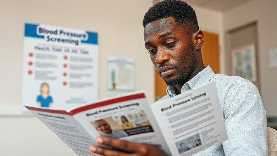 Young African man reviewing health assessments and cholesterol screening brochure.
