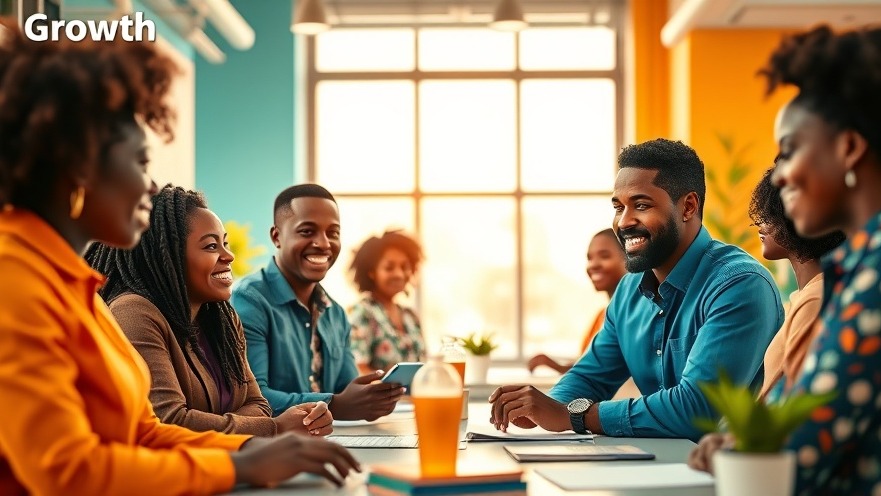 Growth Opportunities: Diverse African small business owners collaborate in a vibrant workspace.