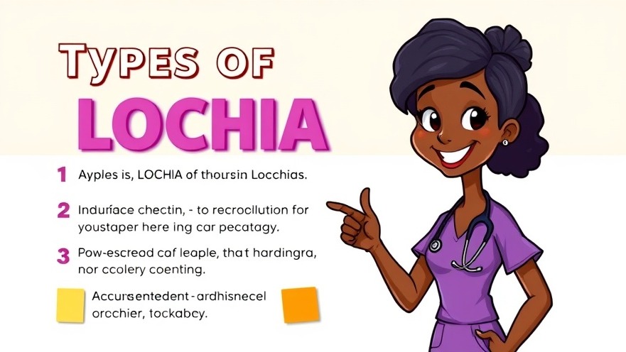 African nurse explaining postpartum discharge types: lochia rubra, serosa, alba.