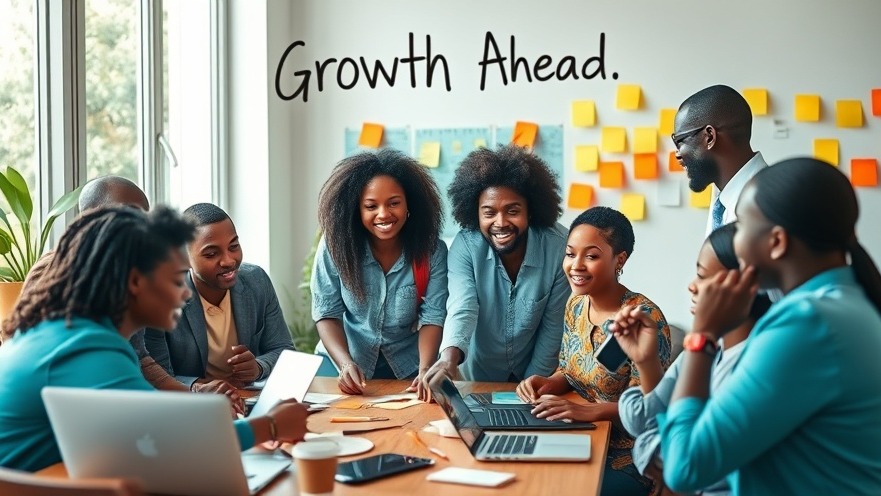 Diverse African small business owners brainstorming growth opportunities in a vibrant, light-filled room.