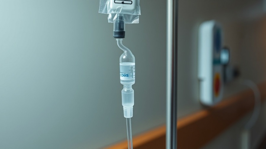 Close-up of an IV line lacking Curos Port Protector, highlighting IV line safety.