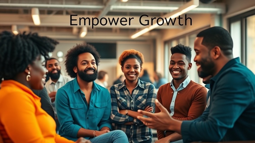Diverse African entrepreneurs in a co-working space discussing growth.