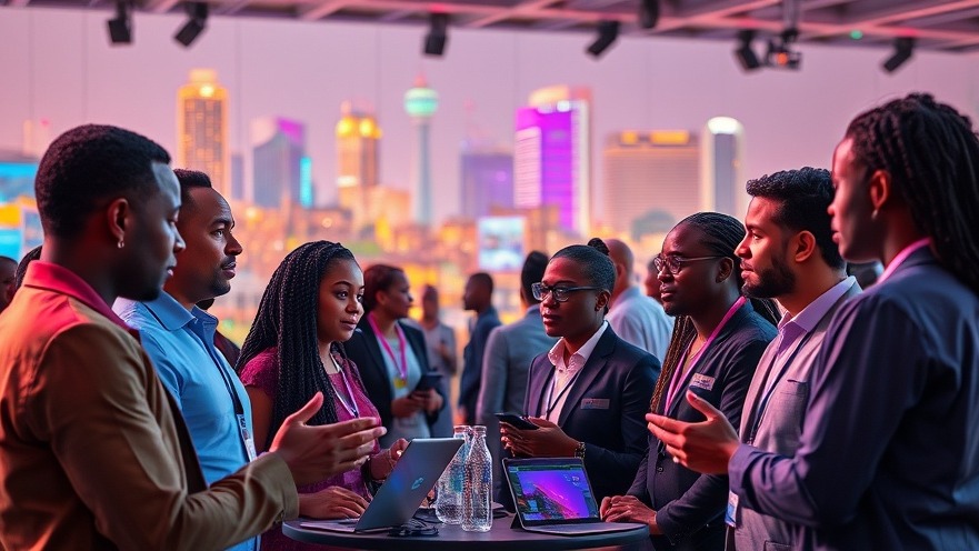 Diverse professionals collaborate at a tech conference in Lagos, showcasing innovation and AI.