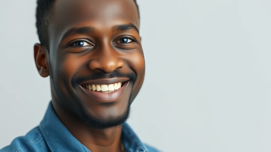 Smiling blue-collar worker representing cross-platform mobile development innovations.