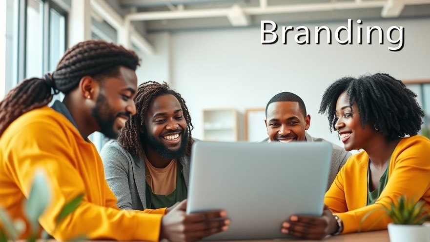 Diverse African youth collaborating on branding in a vibrant workspace.