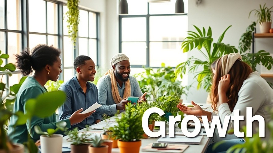Growth Opportunities: Diverse small business owners collaborating in a vibrant, modern workspace.