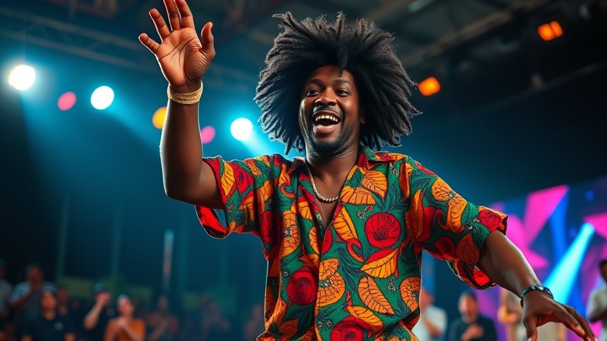 Energetic African performer dancing on stage, showcasing the vibrant culture of the digital economy.