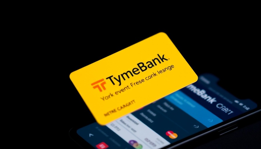 African fintech concept with TymeBank card and app interface.