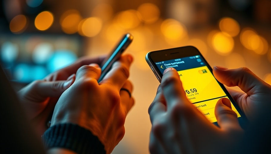Hands using smartphone with Yellow Card app, cryptocurrency.