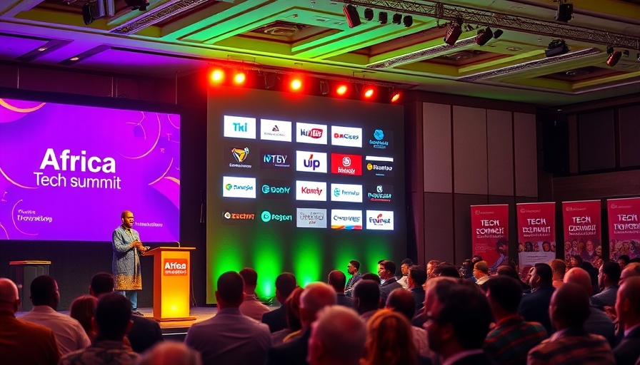 Africa Tech Summit panel discussion with vibrant stage and speaker.