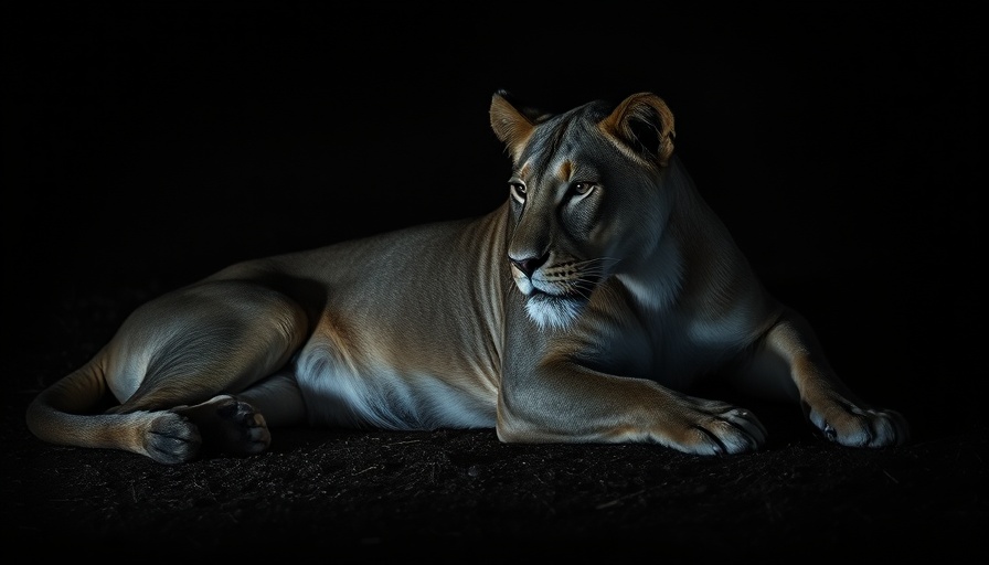 Lioness resting at night in savanna, highlighting lion conservation.