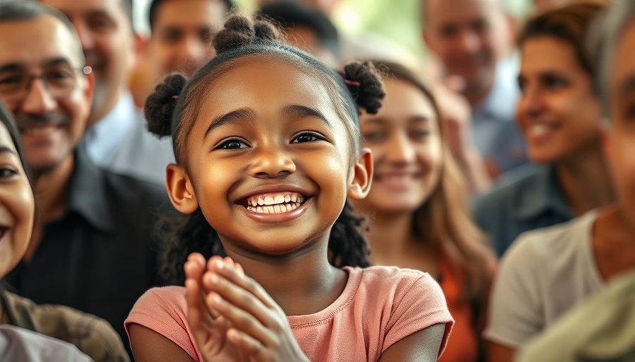 Joyful young girl clapping in a community setting, cancer care