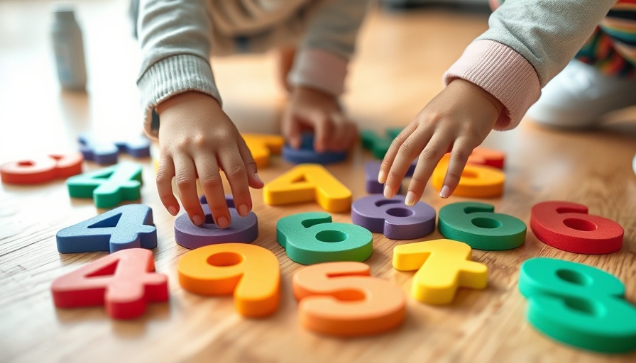 Children playing with foam numbers, early childhood education activity.