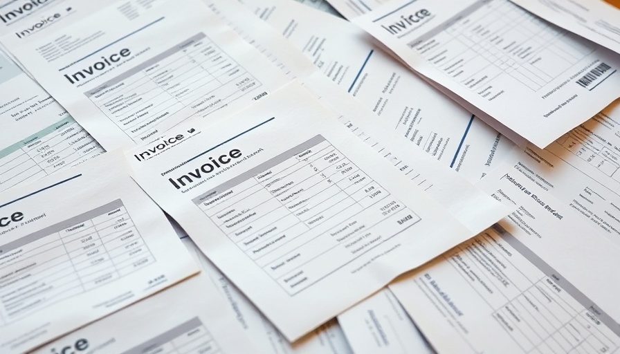 Detailed view of printed invoices showcasing invoicing software efficiency.