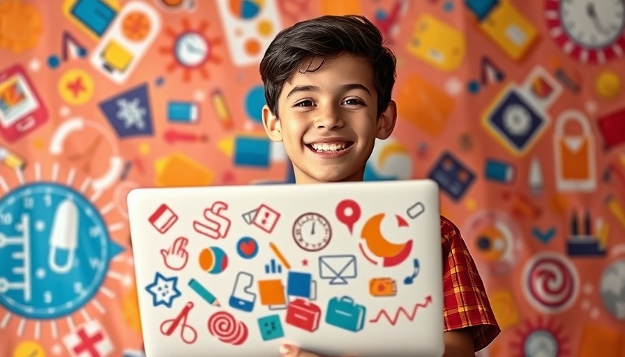Creative AI in Education: Vibrant student with educational motifs.