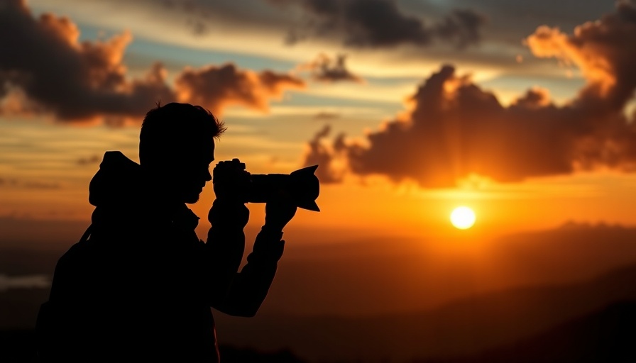 Photographer capturing mountain sunset, showcasing ways to sell photos online.
