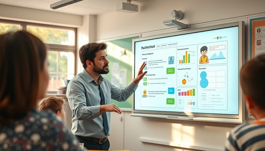 Instructor uses interactive whiteboard, showcasing AI in Education.