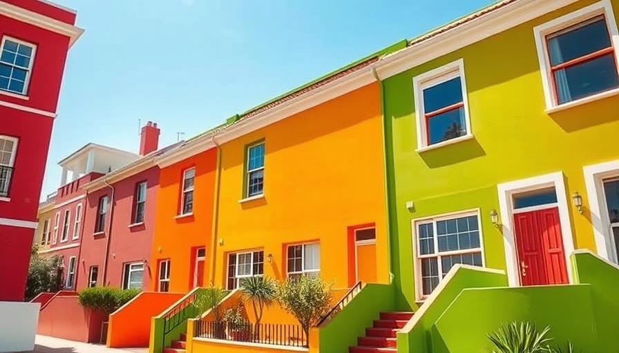 Colorful Cape Town houses with vibrant orange and green walls