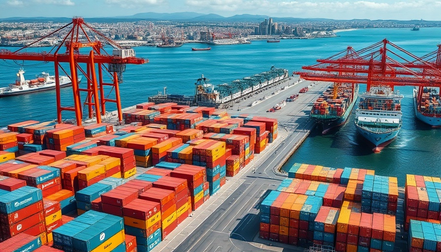Vast shipping port depicting long-term container shipping rates with colorful containers and cranes.