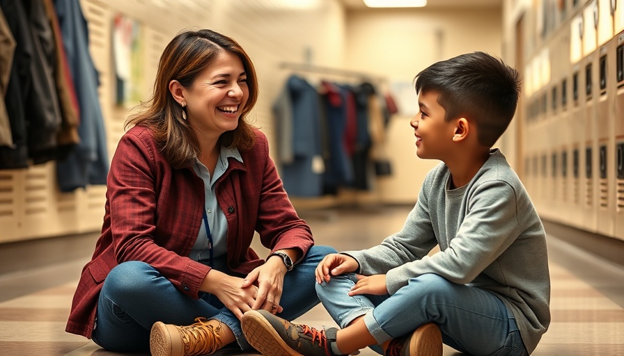 Emotional intelligence in education: teacher engages student warmly in hallway.