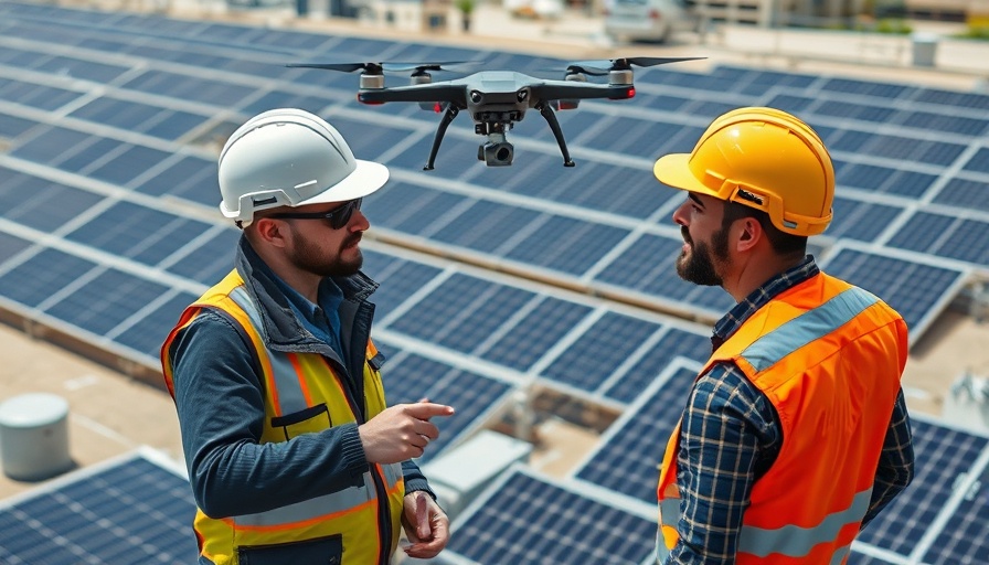 Engineers on solar panel rooftop discuss AI's climate impact.
