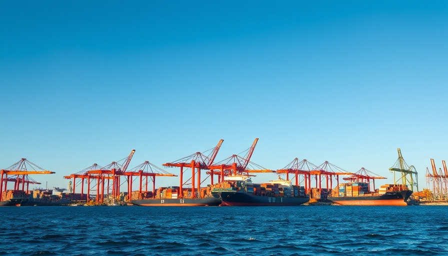 Panama Ports acquisition - bustling cargo port with cranes and ships.