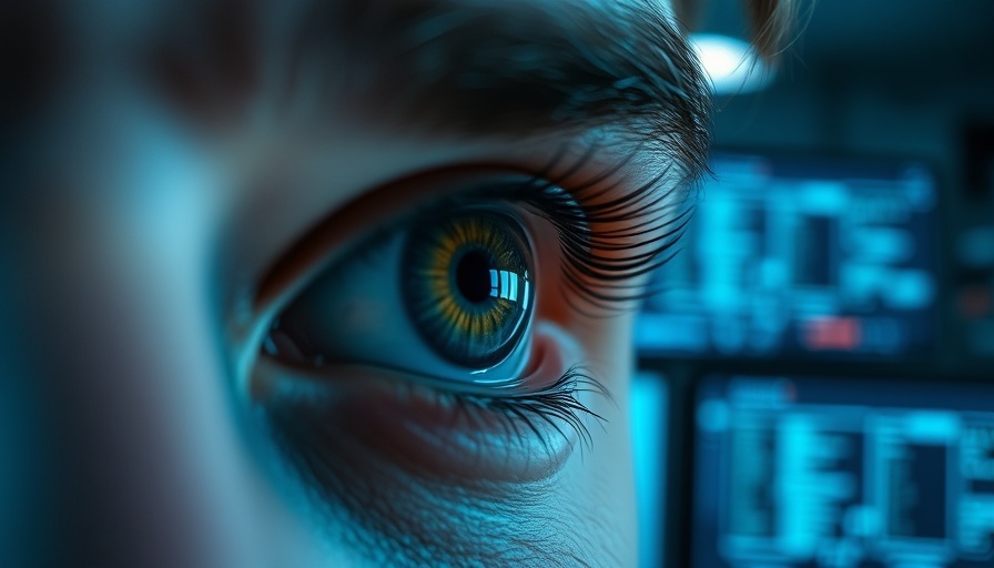 Person's eye reflecting digital code, symbolizing digital literacy in education.