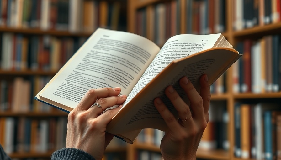 Hands reading a large print book in a library, Large Print Books Virtuous Cycle.