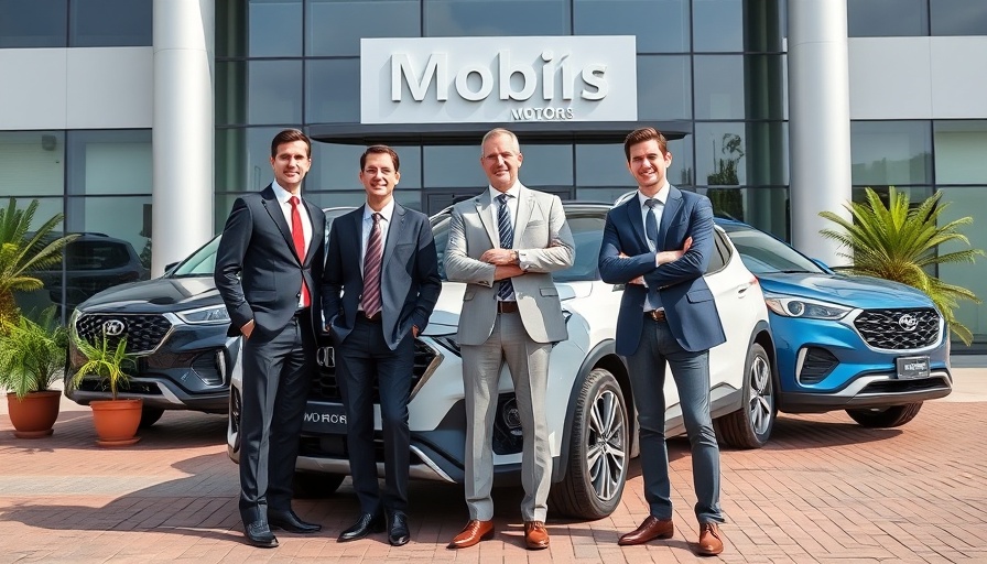 Silver Box acquires Mobius Motors outside company building with SUVs.