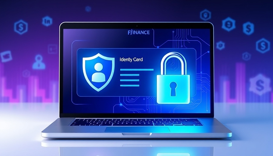 Identity verification concept with laptop, shield, padlock.